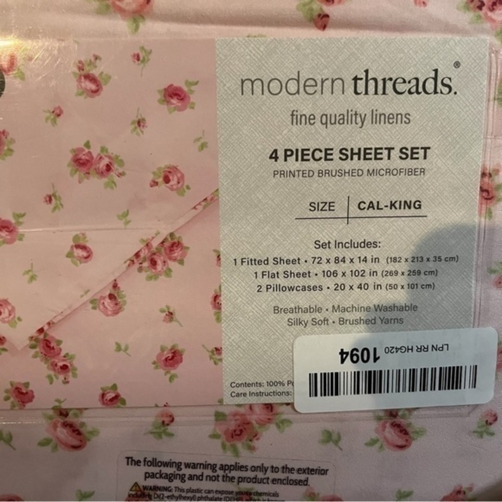 🌸🌷🆕 Modern Threads Sweet Blush Rose Microfiber Sheets - 2 sizes 🌷🌸